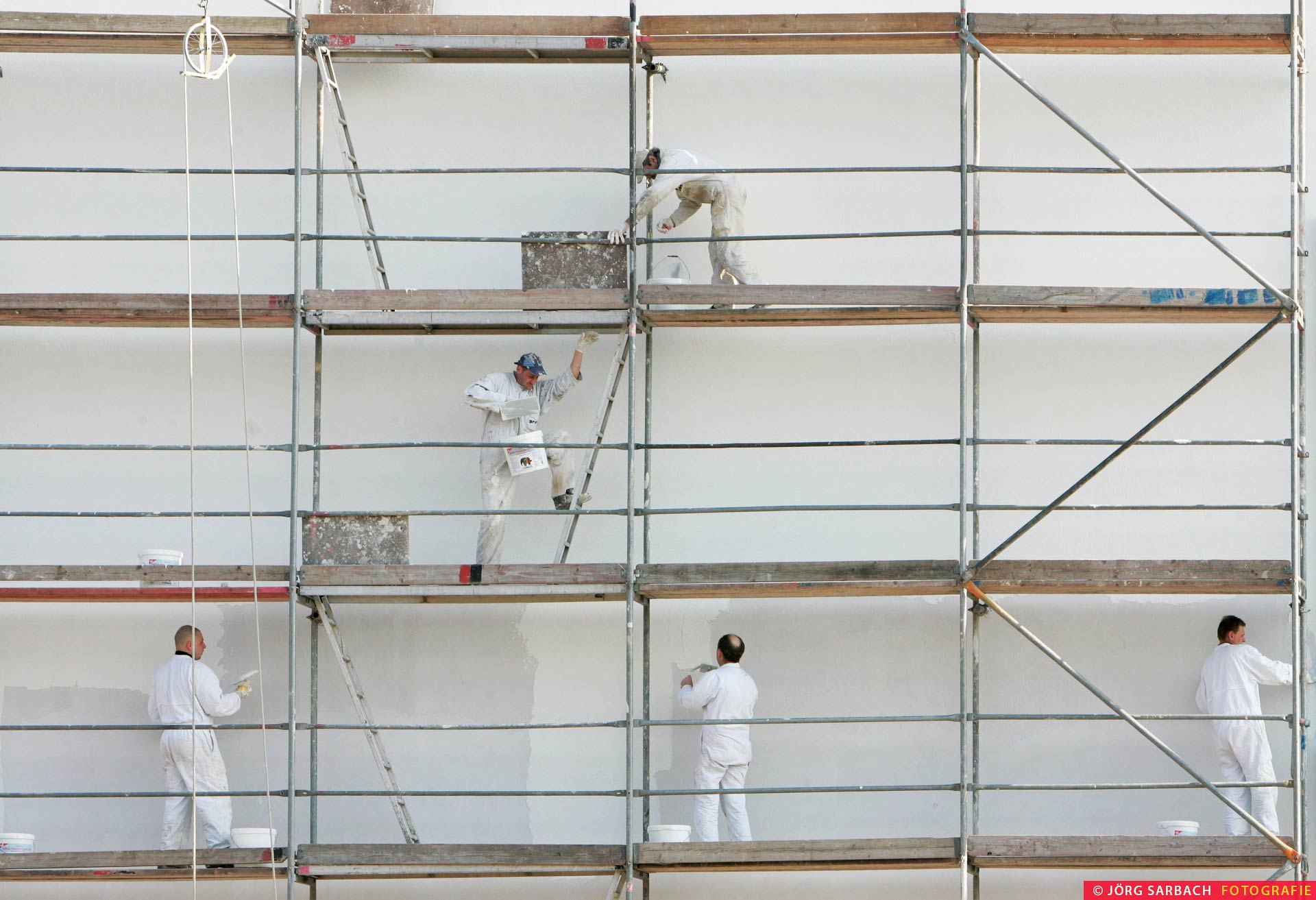 Maler, Anstreicher, Gerüst, Arbeit, Arbeiter